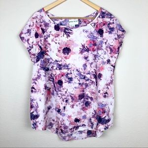 {Ava & Viv} Purple Pink Floral Patterned Blouse